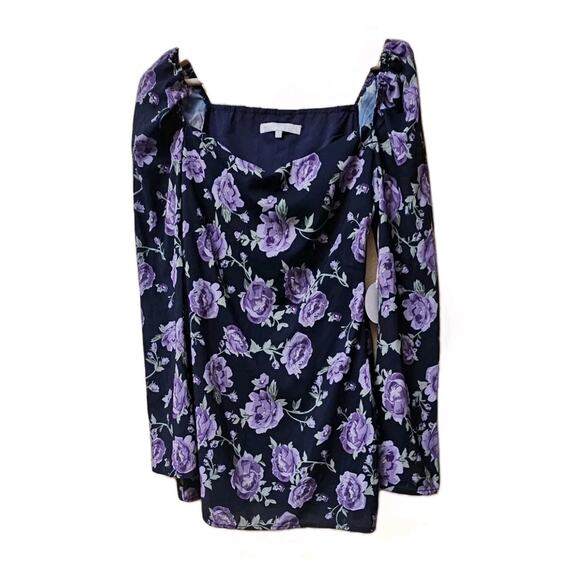 MORE TO COME Long Sleeve Mini Purple Floral Dorit Dress Size S - Picture 3 of 5